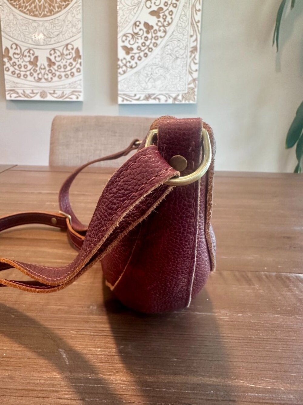 Portland Leather Goods Half Moon Crossbody Burgundy Full Grain Leather Bag - Picture 7 of 10